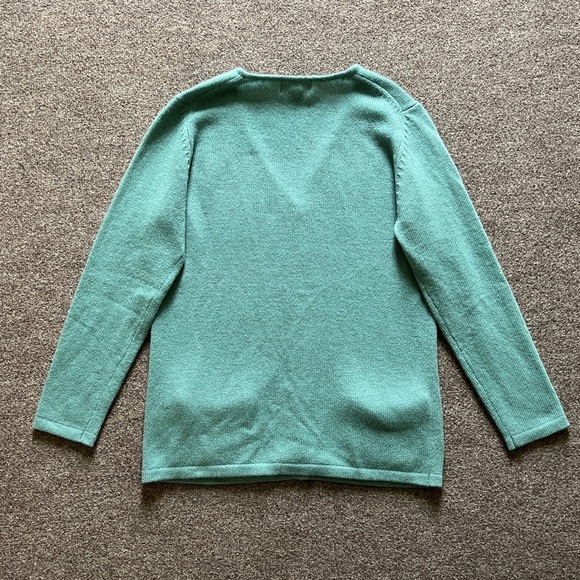 Sutton Studios Bloomingdale’s 100% Cashmere Teal V Neck Cardigan Sweater Small - Picture 2 of 12